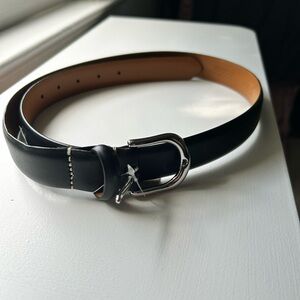 J. Crew Black and Brown Leather Belt with Silver Buckle